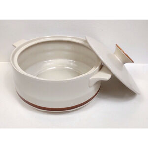 VTG Camelot Stoneware 3 Quart Casserole Dish w Lid Sandstone Brown Japan MCM EUC